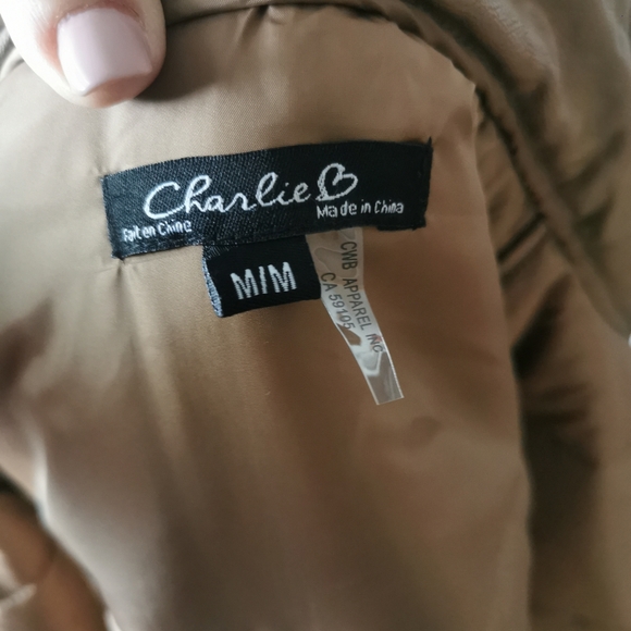 CHARLIE B Hooded Quilted Puffer Vest - Camel - Picture 6 of 6